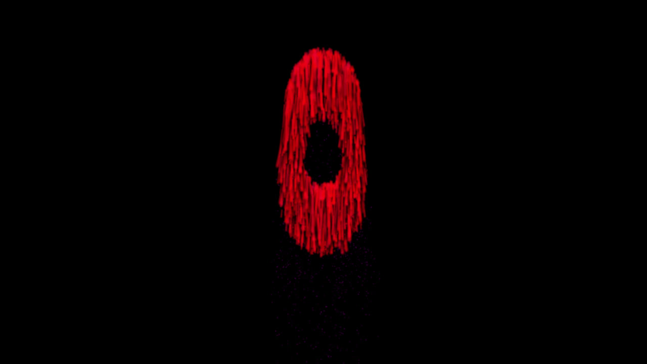 Blood flowing number zero animation on transparent background