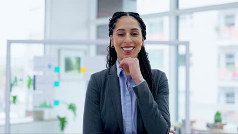 Business,-happy-and-face-of-black-woman-in-office