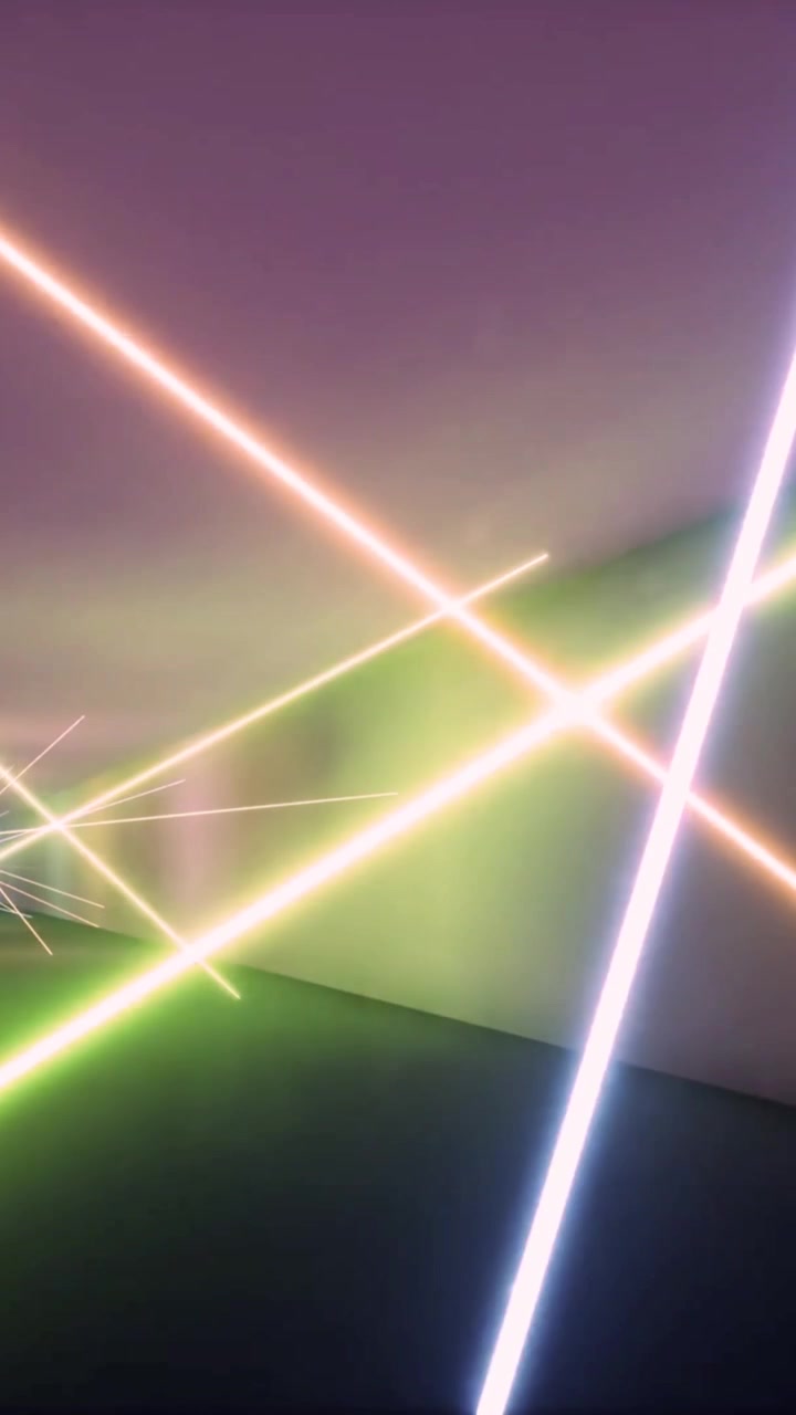 Raggi Laser al Neon Dinamici e Intersecanti in un Tunnel Futuristico Astratto
