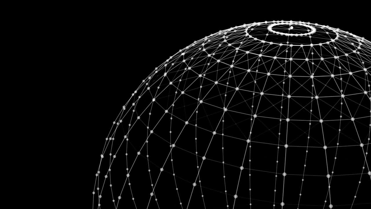 색 바탕에 미래 기술 개념의 디지털 컴퓨터 데이터 및 네트워크 연결 라인 및 구체 3d 추상 그래픽 디자인 일러스트레이션