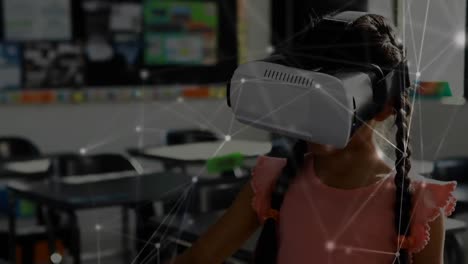 Kleines-Mädchen,-Das-Im-Klassenzimmer-Ein-Virtual-Reality-Headset-Trägt