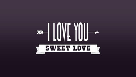 i love you and sweet love with arrow on purple gradient