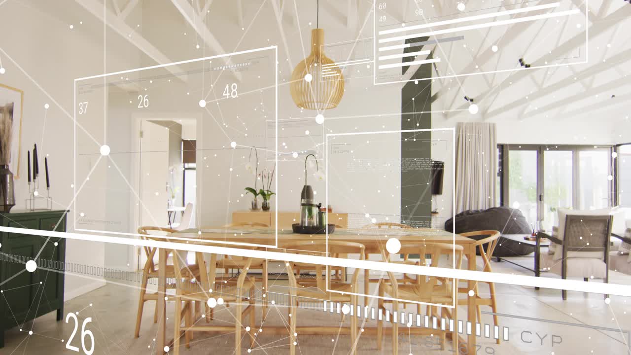 After one second AR panel appearing above dining table, data animating and visualizing trends