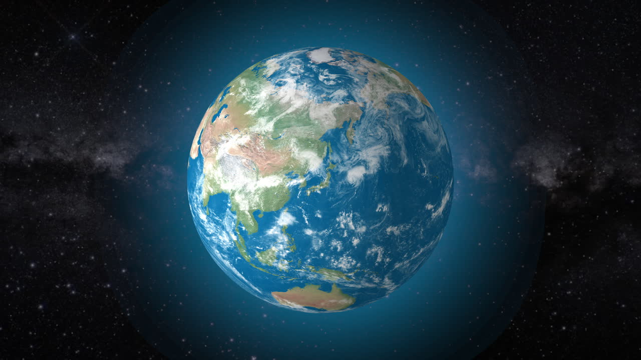 영화적 비디오 배경은 현실적인 지구가 회전하고 일본을 확대하는 것을 보여줍니다. - 현실적인 지구 회전과 일본의 국가를 확대하는 4k 비디오 배경