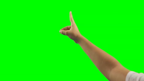 Person-making-hand-gesture-against-green-screen-background