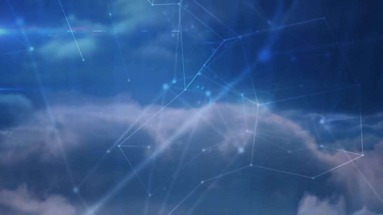 Animation of network of connections over sky