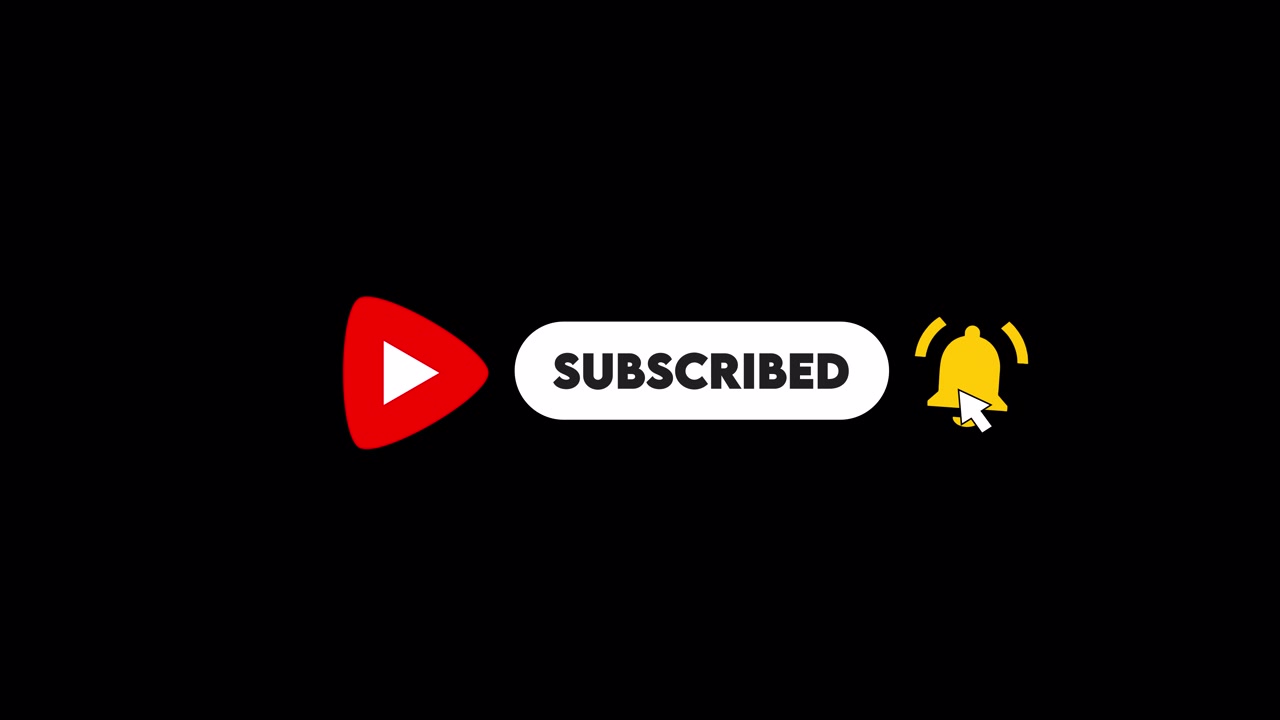 Pulsante "Iscriviti" di YouTube animato e clic sulla campanella delle notifiche