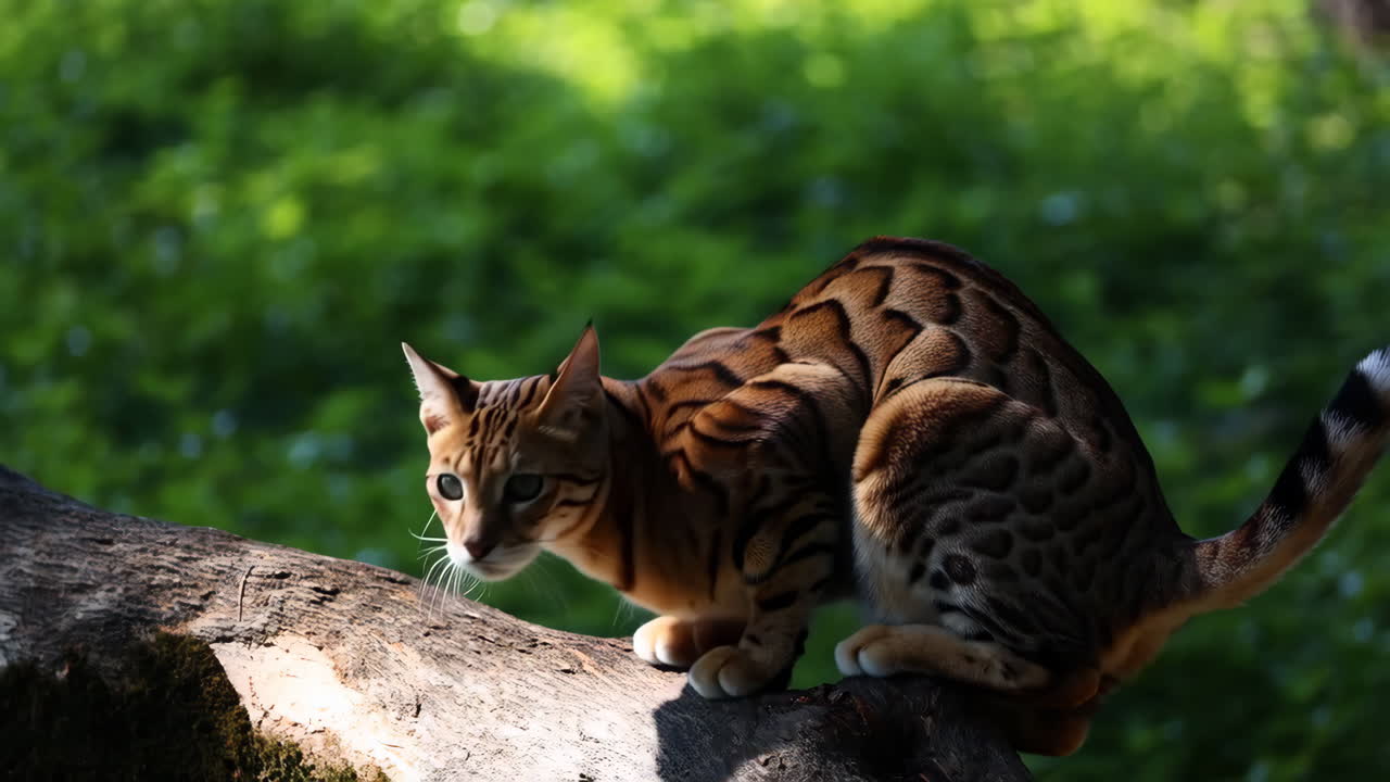 Gatto del Bengala su un ramo di un albero