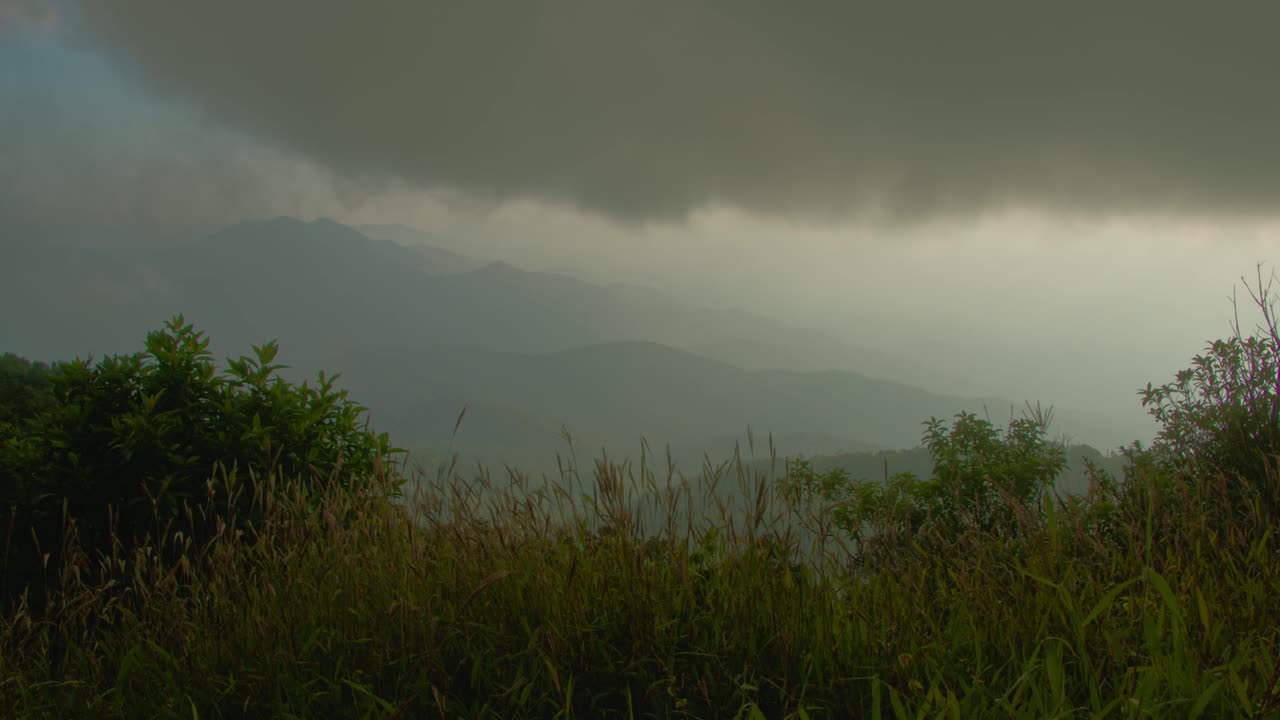 Misty Mountain Landscape with Overcast Sky