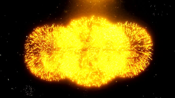 Best Value Text on Firework Display Explosion Particles.