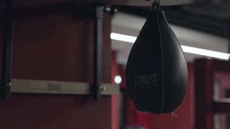 hanging boxing bag in a gym