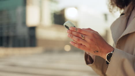 Phone,-search-and-business-woman-in-city-street