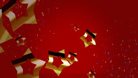 Animation-of-gold-confetti-falling-over-multiple-business-office