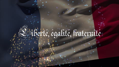 animation of liberte, egalite, fraternite text and french flag and confetti