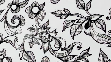 abstract black and white floral line art pattern