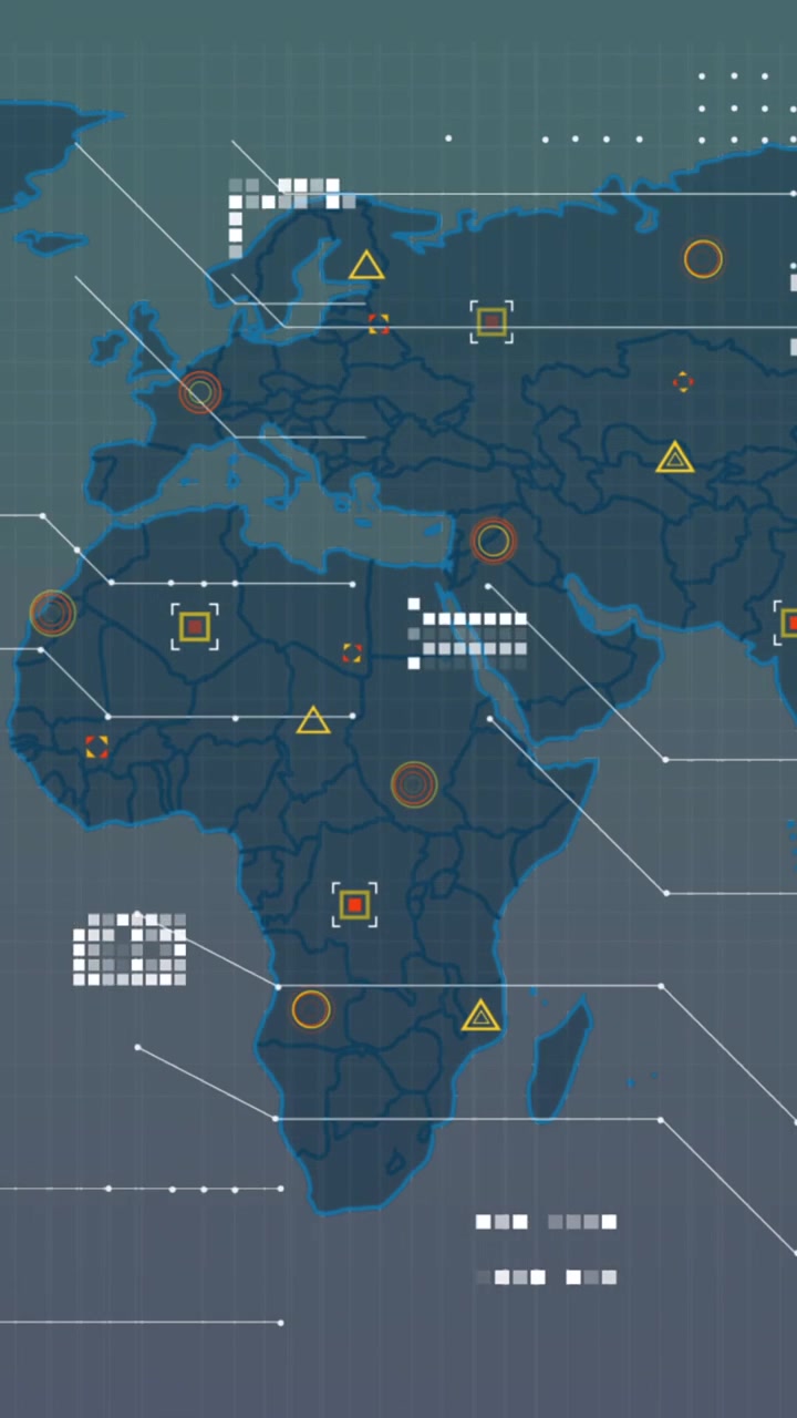 Animation of data processing over world map
