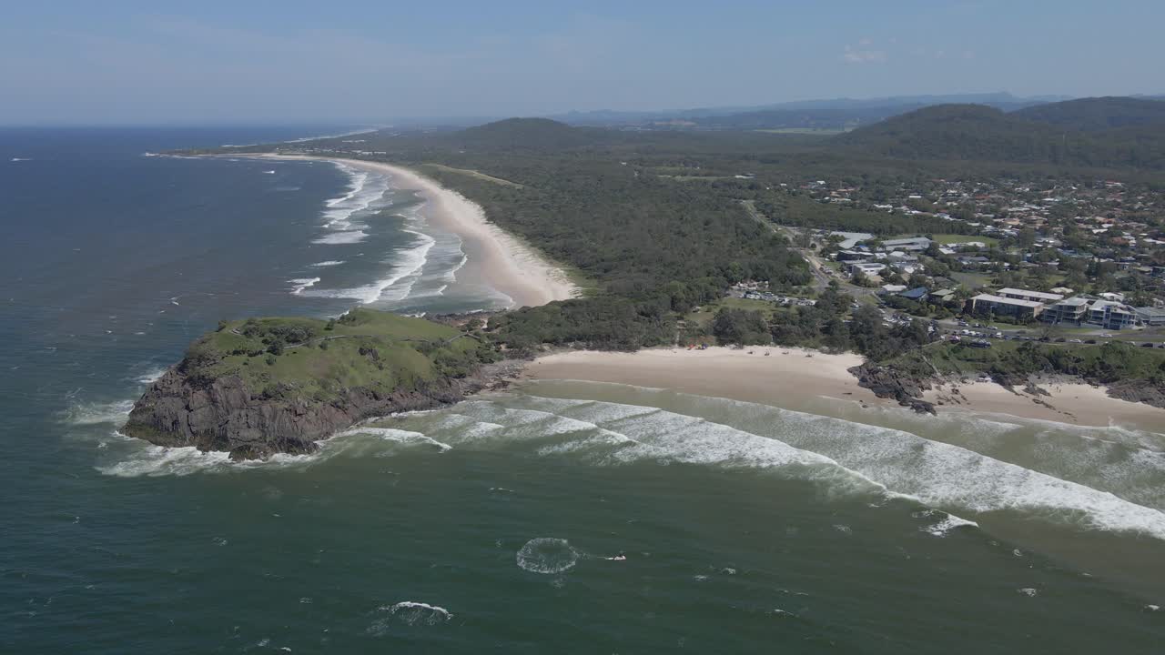 Premium stock video Cabarita beach whale lookout and norries head in