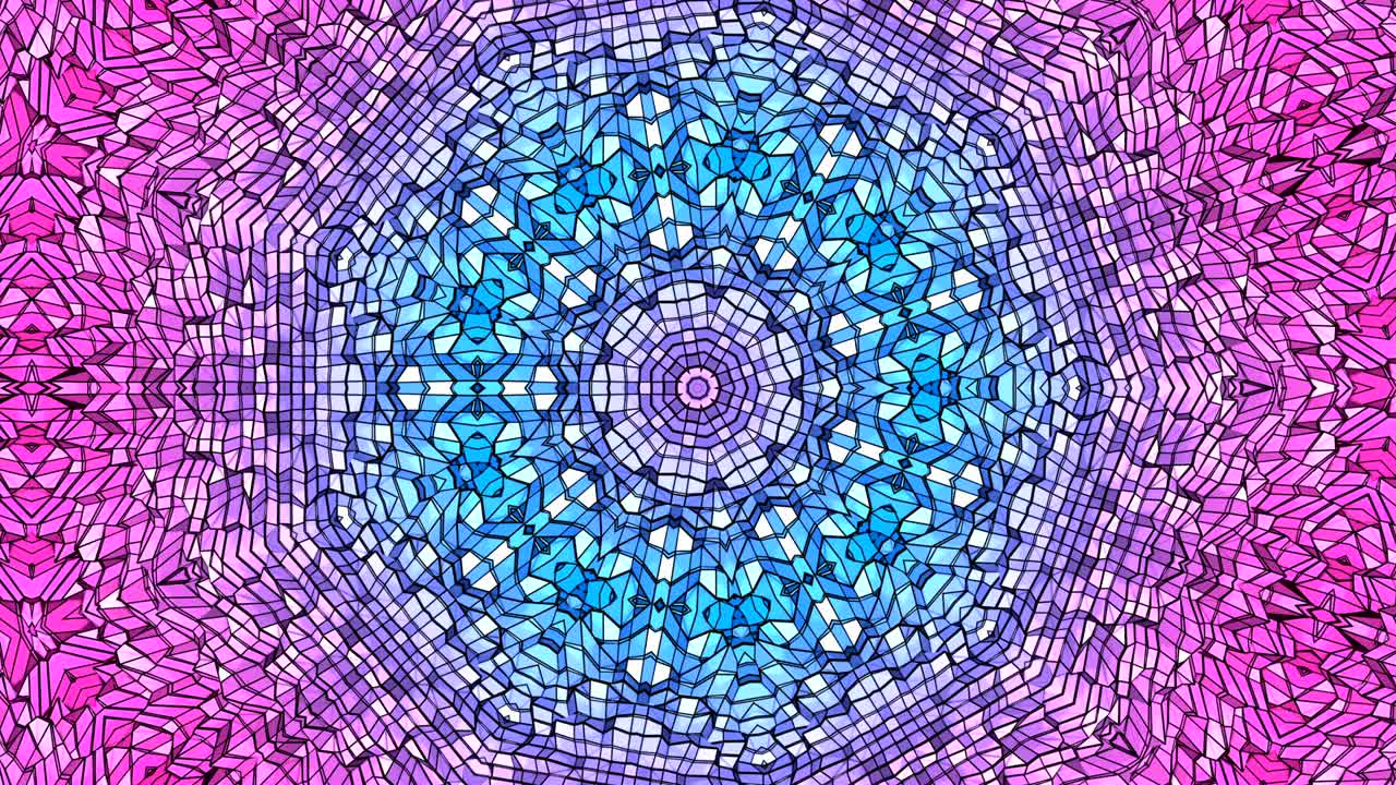 fondo animado caleidoscópico geométrico limpio de 4k en bucle, estilo de poli bajo. animación 3d sin costuras con colores de gradiente modernos. fondo rojo azul simple creativo con estructura redonda. 7