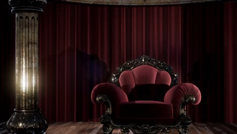 luxurious theater curtain stage with chair