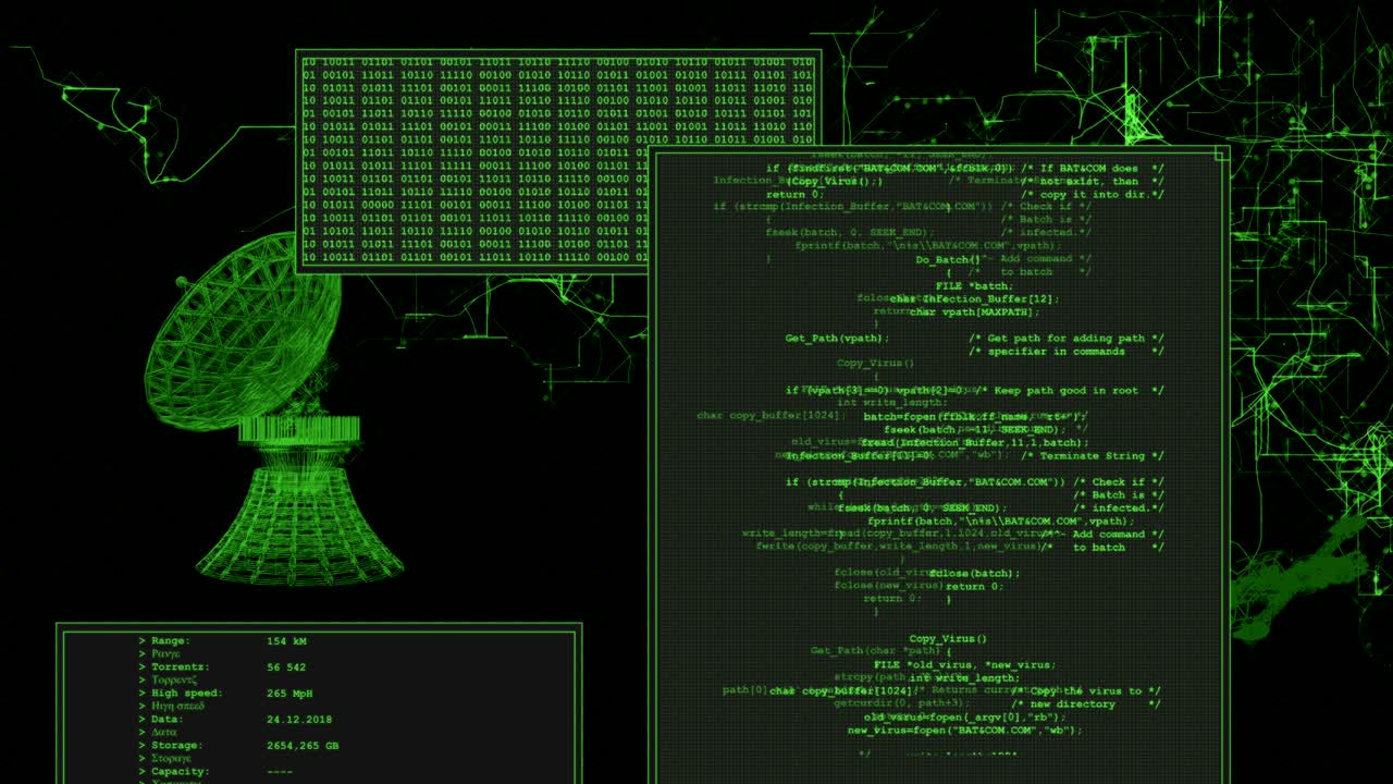 monitor de computadora en bucle con datos (4k)