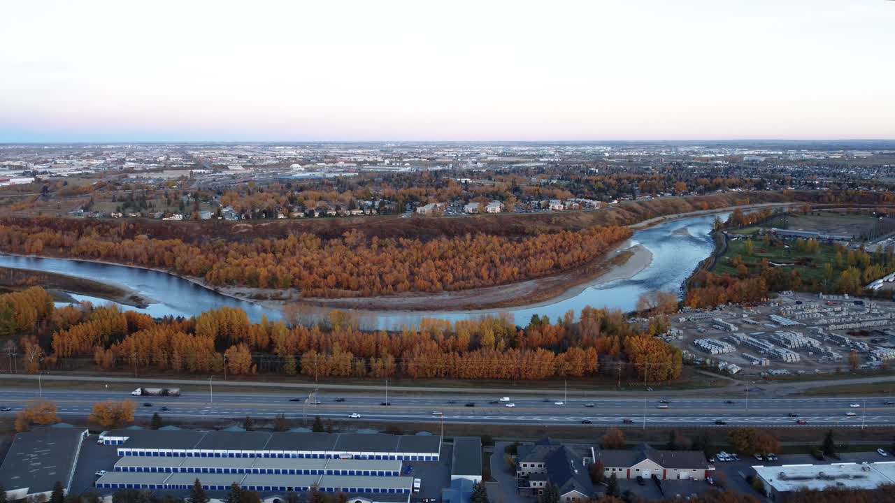알버타 주 캘거리에서 아름다운 가을 오렌지 색 ⁇