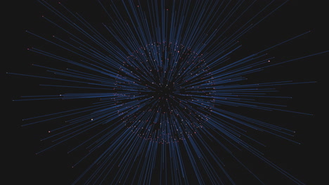 converging blue and red pattern on black background