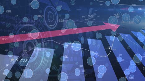 animación del procesamiento de datos a través de una red de conexiones con iconos sobre fondo azul
