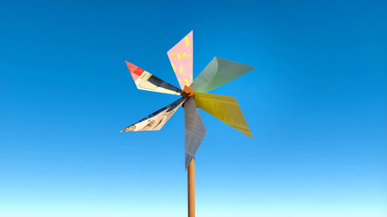 Colorful Pinwheel Against Blue Sky