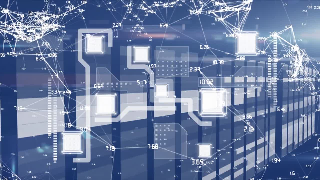 선과 숫자를 연결하는 점으로 그래픽 인터페이스의 애니메이션