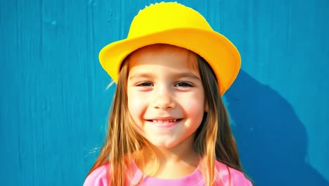 smiling little girl in yellow hat