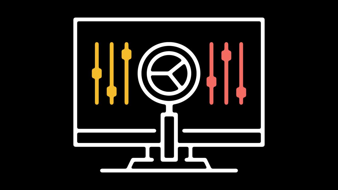 빅데이터 분석: 알파와 함께 라인 아이콘 애니메이션