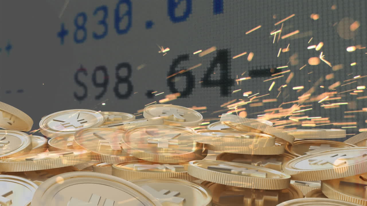 주식 시장 데이터 처리를 통해 금 동전의 디지털 복합 비디오 화염에 맞서