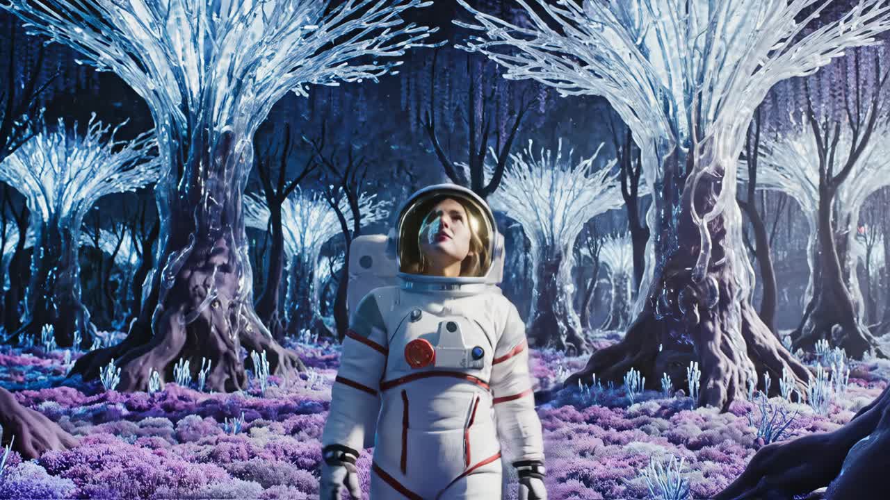 Astronaut and Crystal Exploration