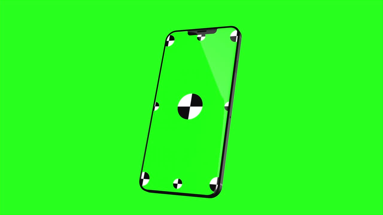 animación de maquetas de teléfonos inteligentes en movimiento. fondo verde para la tecla de croma en la pantalla verde del teléfono inteligente. imagen generada por computadora. fácil de personalizar.