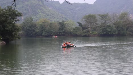 group of people rafting on a tranquil river