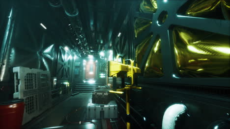 Background Science fiction interior. Sci-fi spaceship corridors. 3d rendering