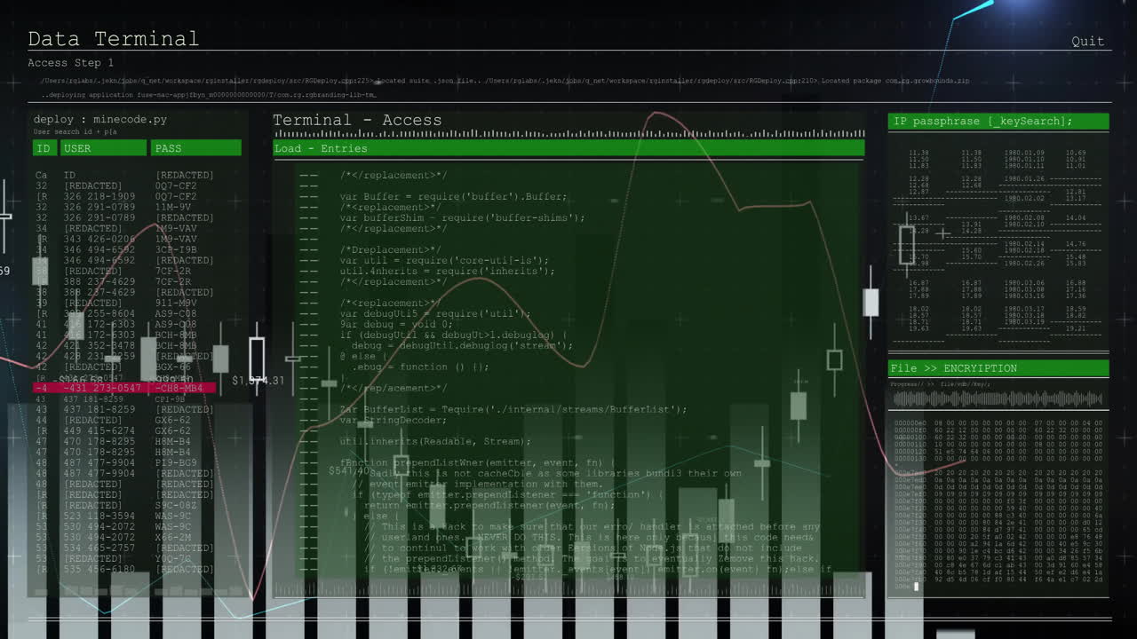 animación del procesamiento de datos sobre un fondo negro