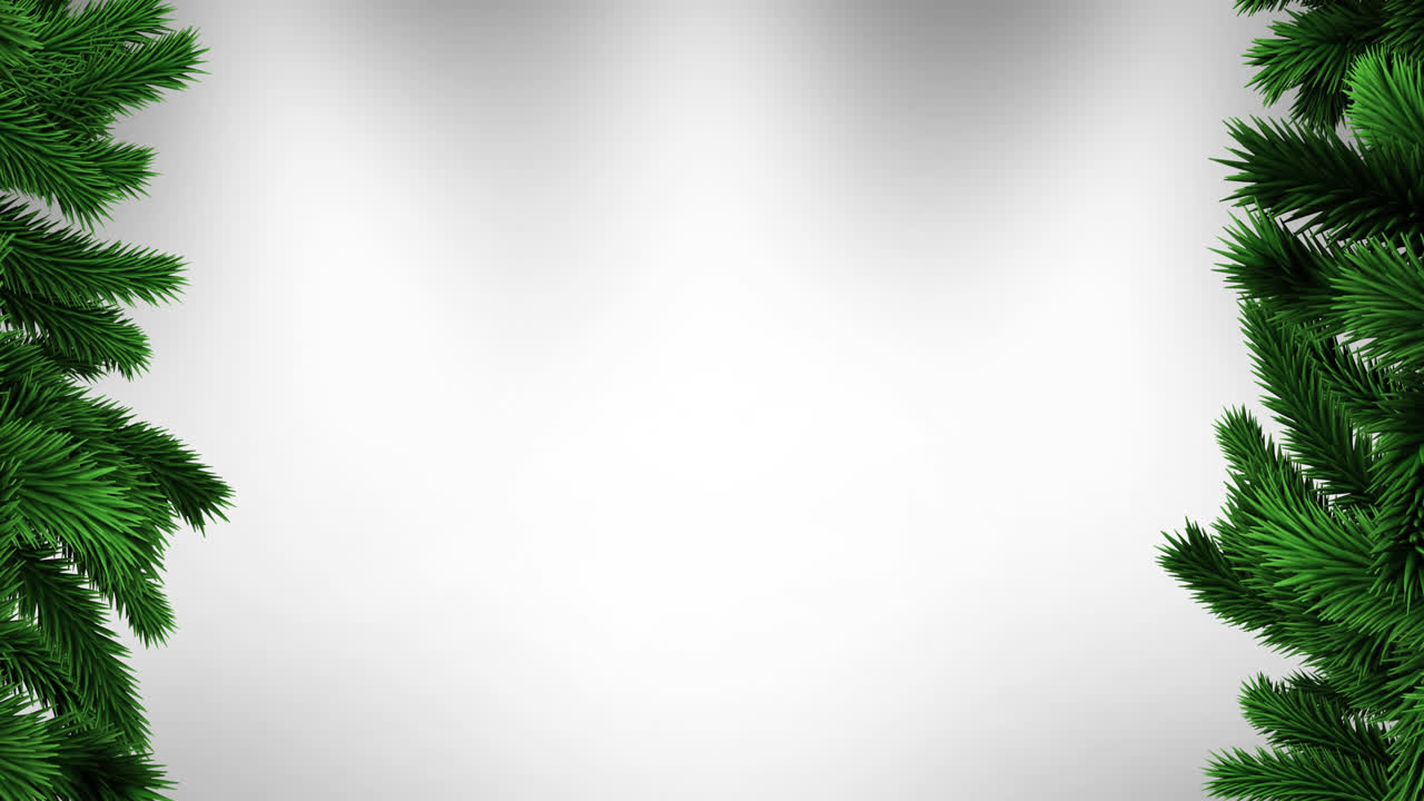 Green christmas tree branches with copy space on grey background
