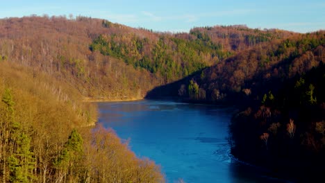 beautiful aerial panoramic view of lake in poland