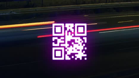 Animation-Von-QR-Code-Und-Verbindungen-über-Den-Straßenverkehr