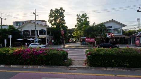 traffic and sunlight changes at a busy intersection