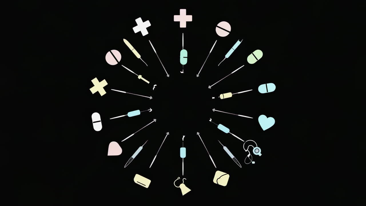 Abstract Radial Design with Medical and Technology Symbols