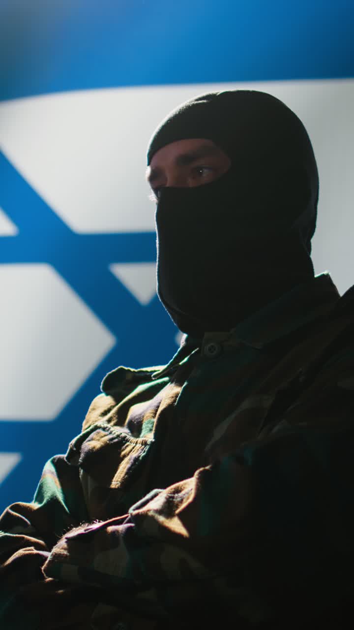 Vertical video Close up shot of Israeli counterintelligence operation spy in war room