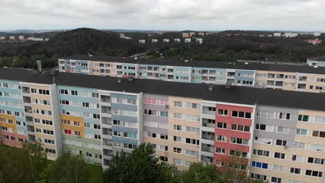 aerial view, siriusgatan, apartment buildings in residential area of gothenburg, sweden