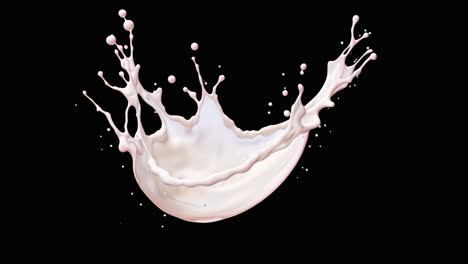 dynamic milk splash animation isolated asset, transparent 4k video, alpha channel, prores 4444