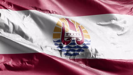 la bandera textil de la polinesia francesa ondeando en el bucle del viento. la bandera de la polinesia francesa balanceándose en la brisa. el tejido textil del tejido. el fondo de relleno completo. bucle de 10 segundos.