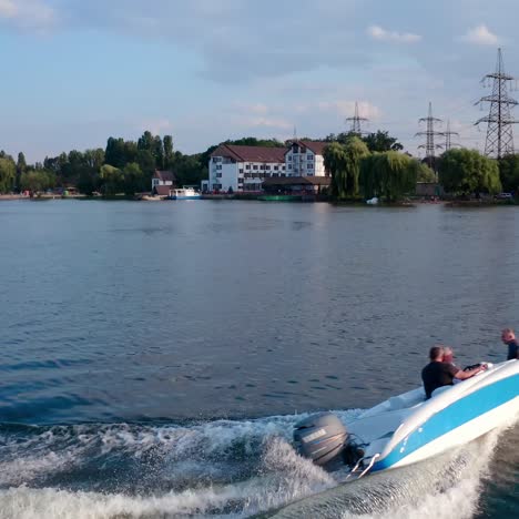 drone footage of motor boat