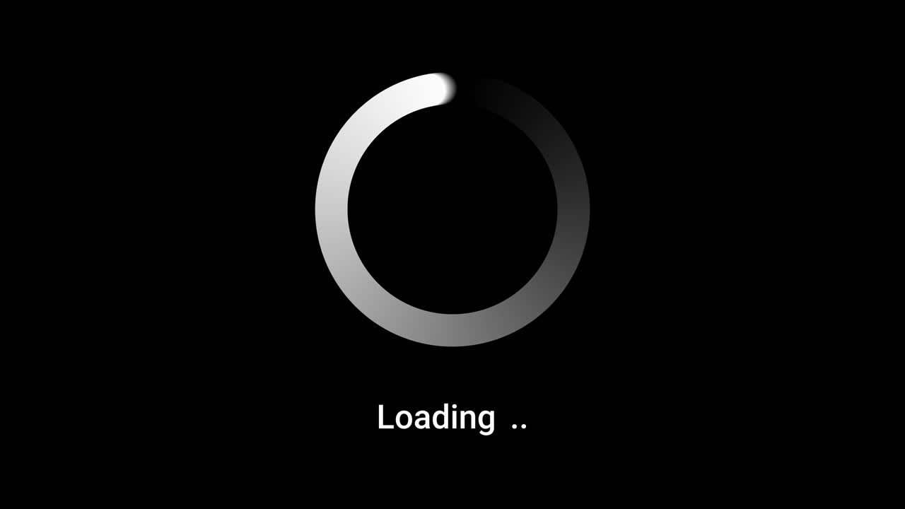 A loader - spinner animation. White circle rotating on black background. Simple Preloader. Use to simulate video buffering