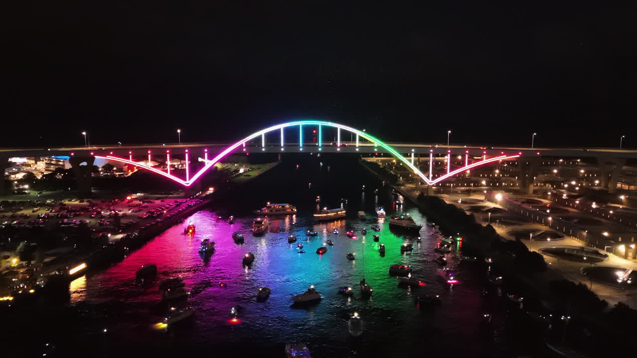 Hoancoming Drone light show with a sailboat and the text "we love Milwaukee"