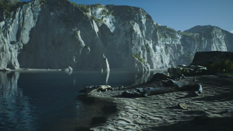 tranquil australian landscape with cliffs reflecting in calm waters at dawn